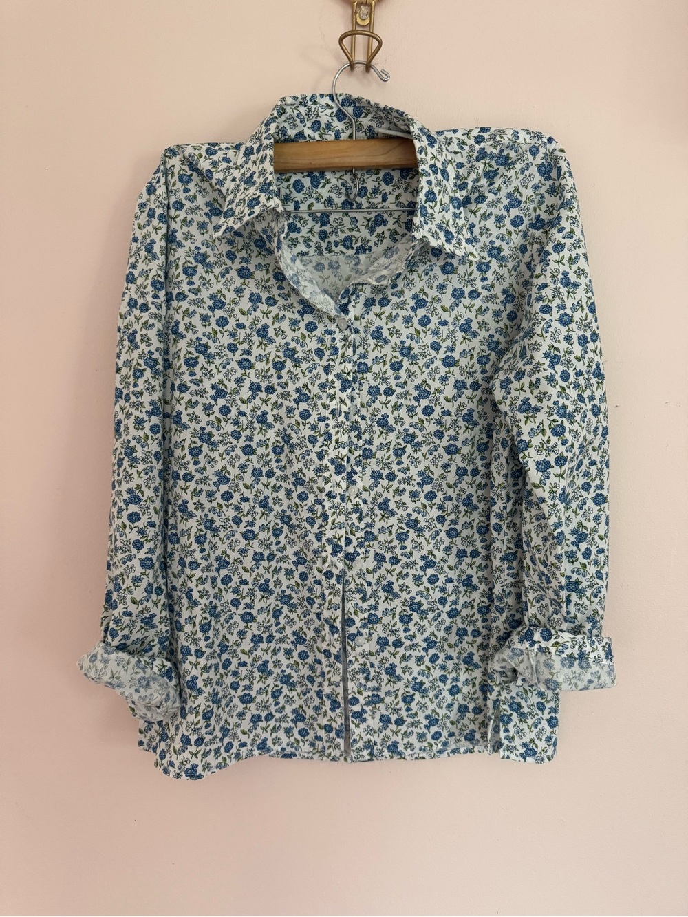 White Stag Blue and White Floral Button-Down Shirt